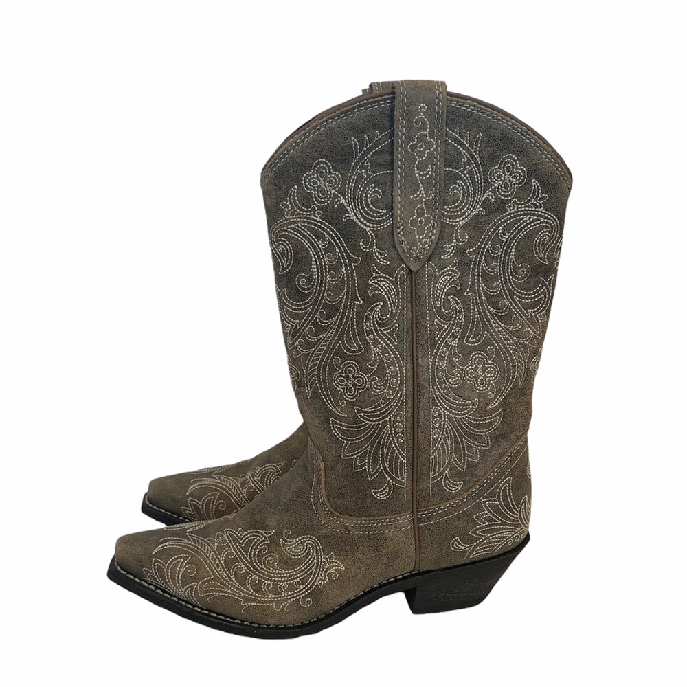 Rockin Country Western Boots Women Size 8 M Lace Stitching Leather RC5093